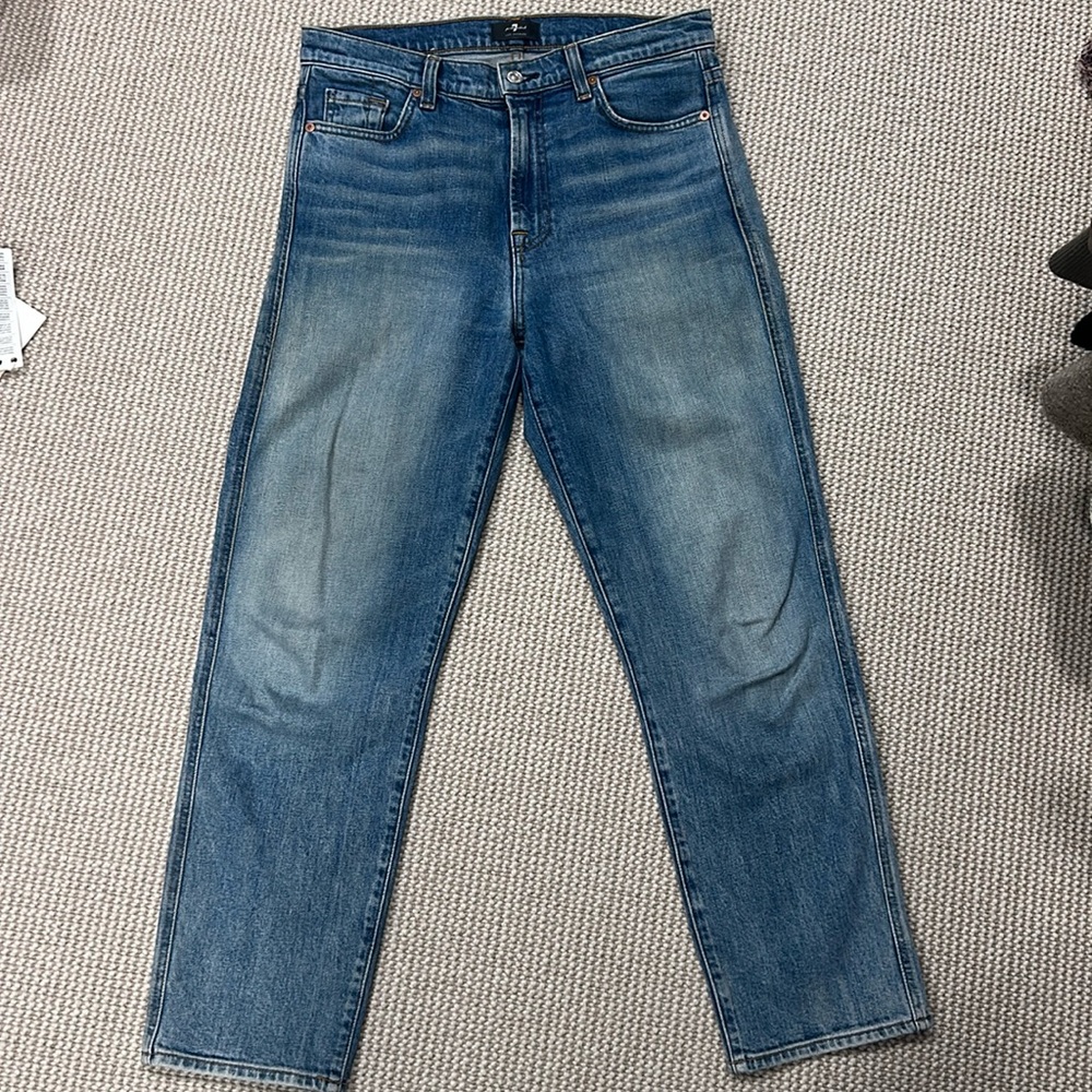 7 For All Mankind High Waist Cropped Straight Size 30